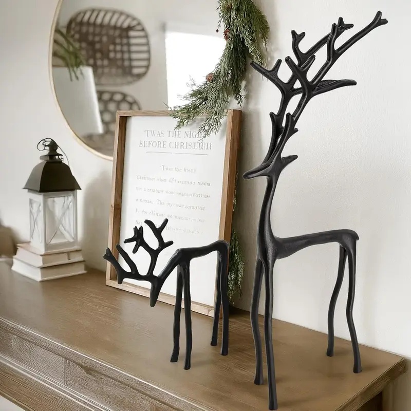 Outdoor Furniture Black - 1pc Alloy Christmas Black Reindeer Creative