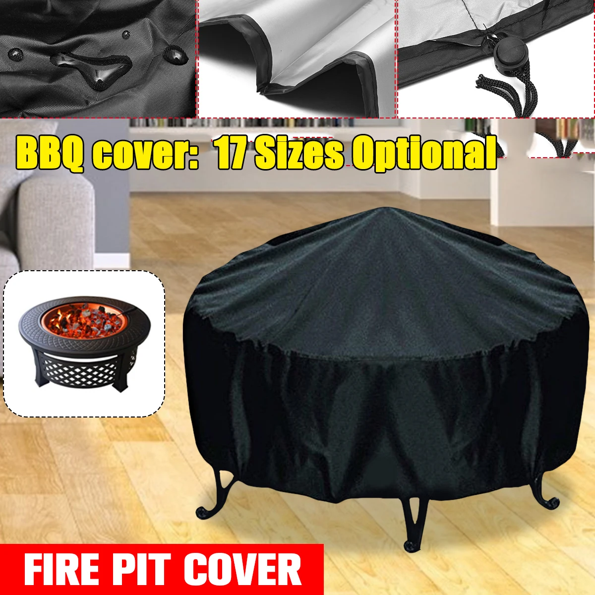 Outdoor Furniture Black - Waterproof Patio Fire Pit Cover Black