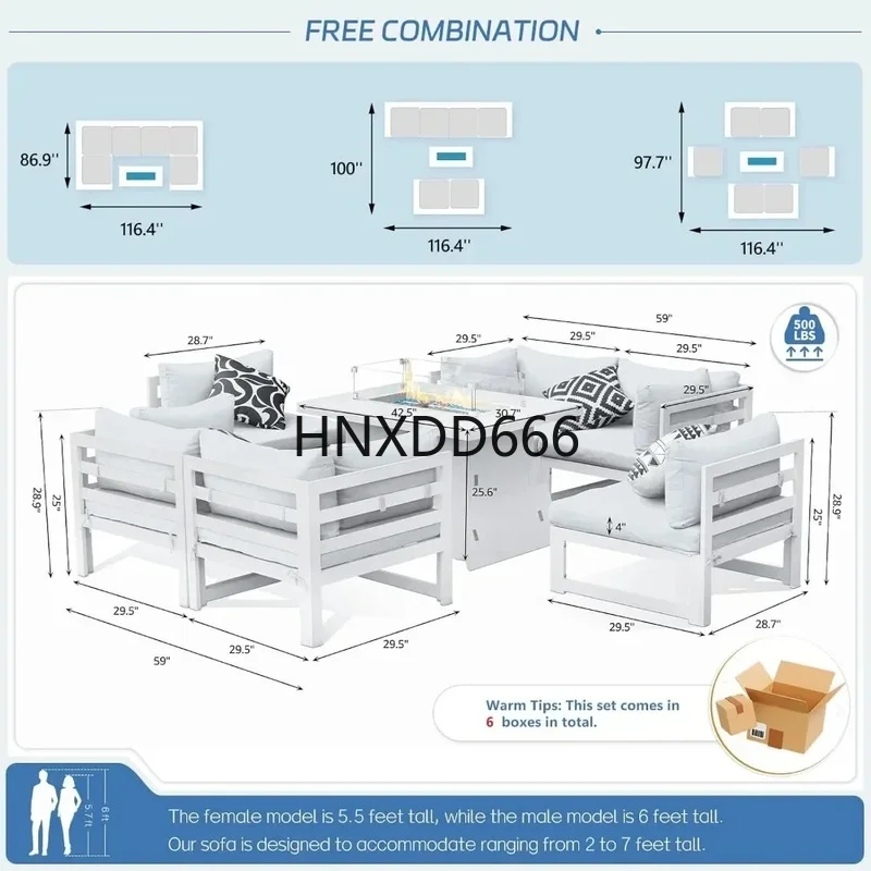 7-Piece Aluminum Outdoor Patio - Outdoor Furniture Set With Fire Pit ulasan dan harga