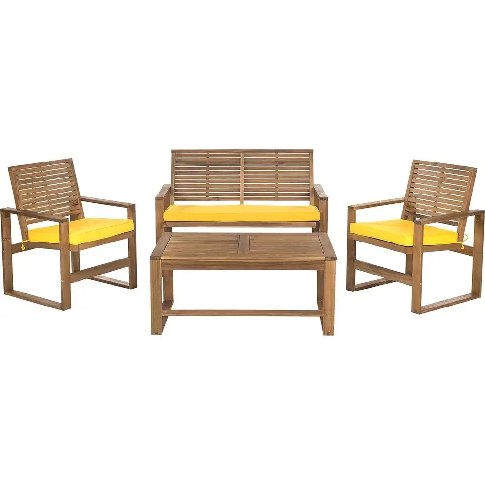 4-Piece Acacia Outdoor Patio F - Outdoor Furniture Yellow ulasan dan harga