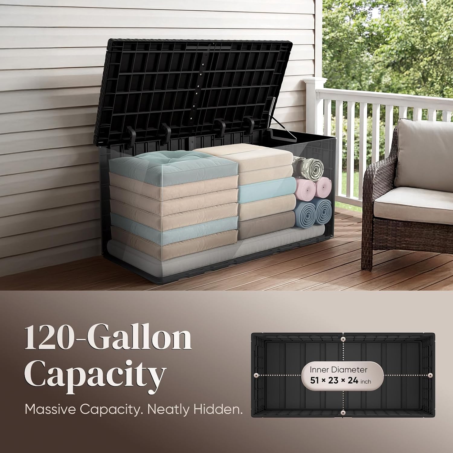 120 Gallon Large Outdoor Stora - Outdoor Furniture Black ulasan dan harga