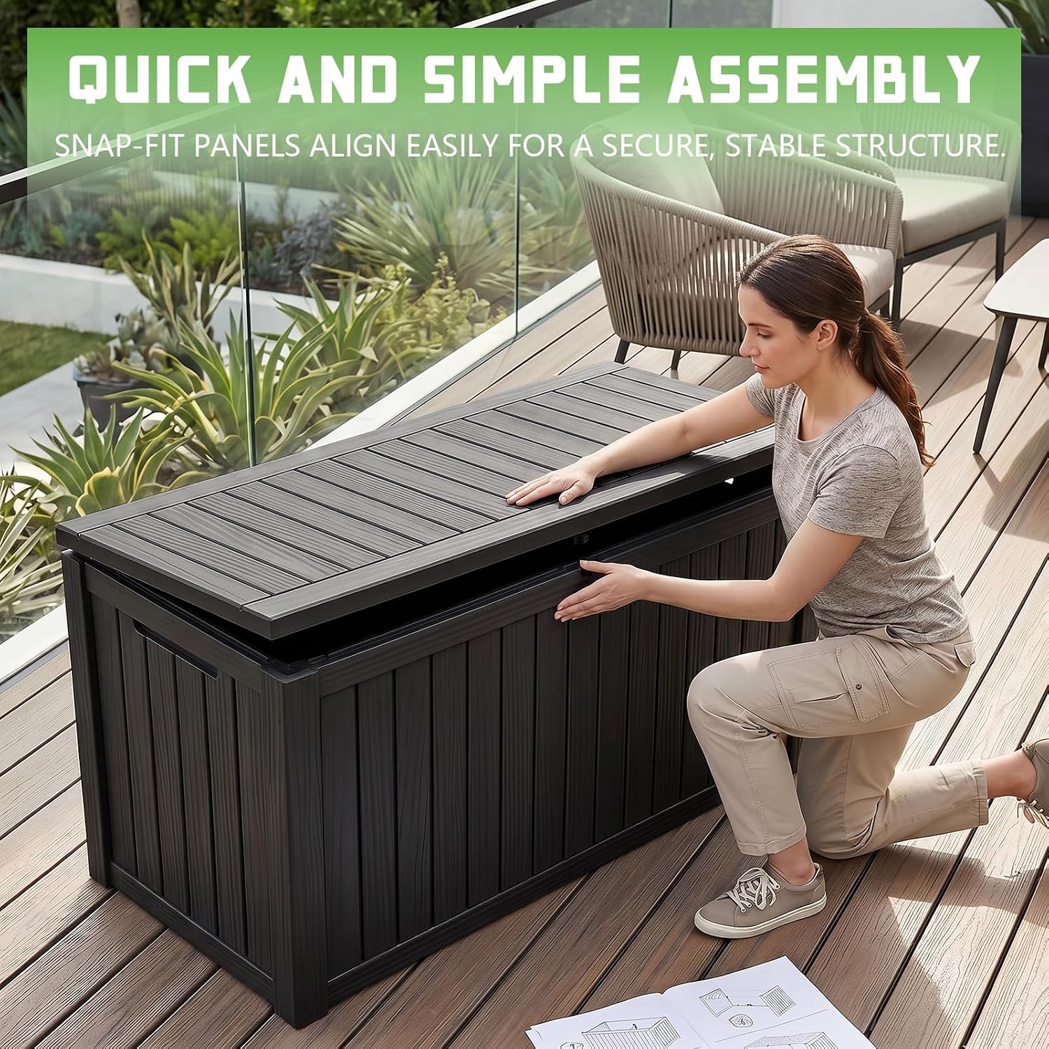 200 Gallon Lockable Resin Deck - Outdoor Furniture Black ulasan dan harga