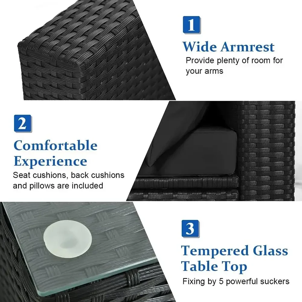6-Seat Outdoor Wicker Patio Fu - Outdoor Furniture Black ulasan dan harga