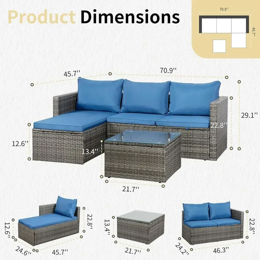 4-Piece Outdoor Wicker Patio F - Outdoor Furniture Set With Fire Pit ulasan dan harga