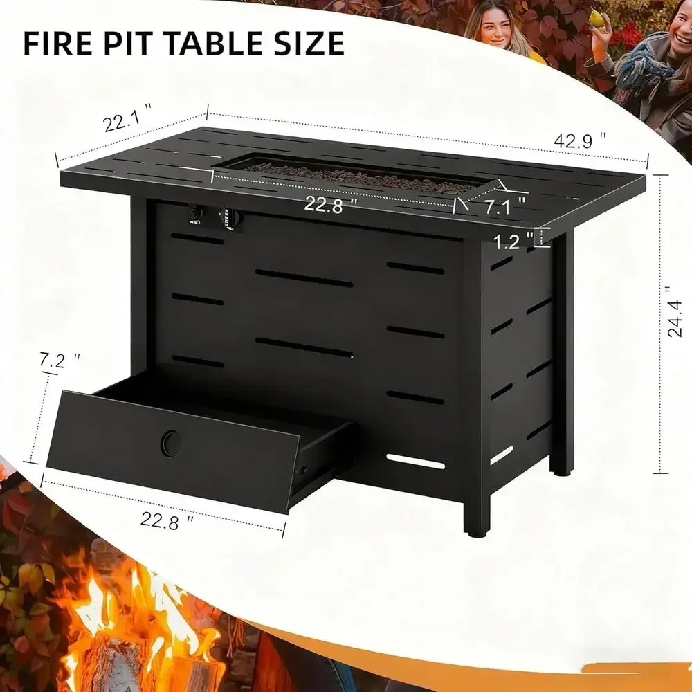 4-Piece Outdoor Wicker Patio F - Outdoor Furniture Set With Fire Pit ulasan dan harga