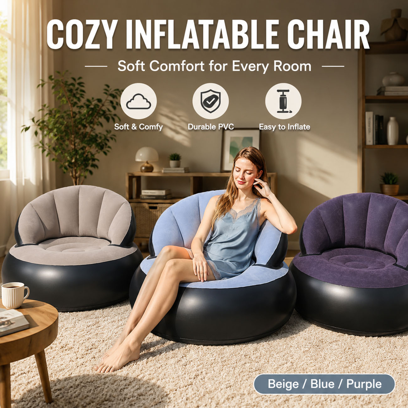 Inflatable Chair for Adults, F - Outdoor Furniture Lounge Chair ulasan dan harga